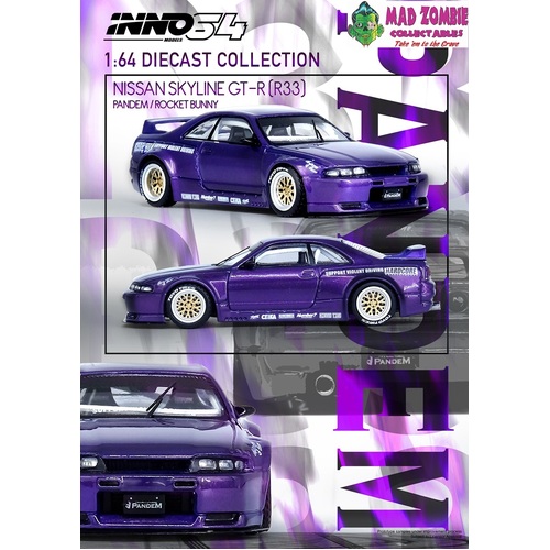 Inno 64 - NISSAN SKYLINE GT-R (R33) "PANDEM ROCKET BUNNY" Purple