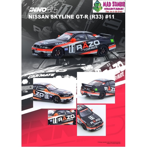 Inno 64 - NISSAN SKYLINE GT-R R33 #11 "RAZO TRAMPIO" N1 Super Endurance Series - SENDAN HIGHLAND 1995 Winner - (PRE-ORDER)