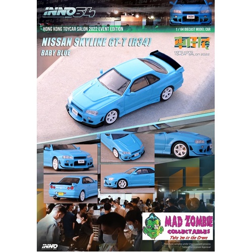 Inno 64 - Nissan Skyline R34 Baby Blue Hong Kong ToyCar Salon 2022 Event Edition