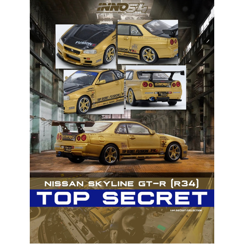 INNO 64 1/64 - Top Secret Nissan R34 GT-R Gold - PRE-ORDER