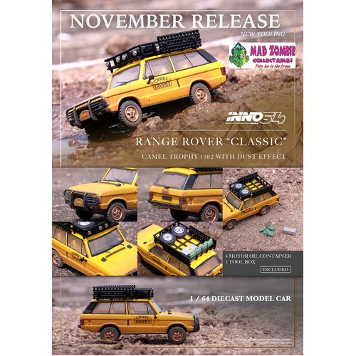 Inno 64 - Range Rover "Classic" Camel Trophy  1982 With Dust Effect 1 Tool Box and 4 Fuel/Oil Container included