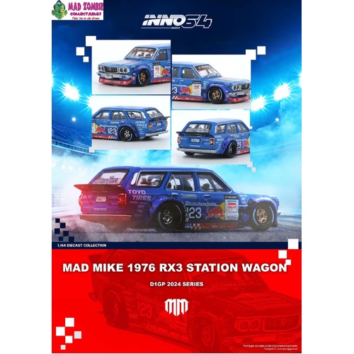 Inno 64 - MAD MIKE 1976 MAZDA RX3 Station Wagon D1GP Series 2024 - (PRE-ORDER)