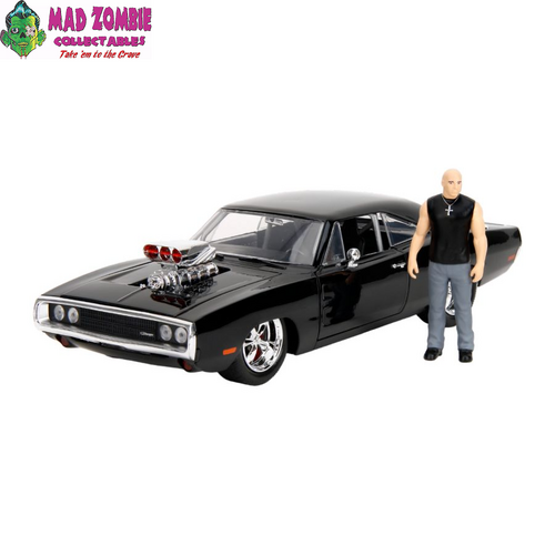 Fast & Furious 1/24 Scale Diecast – 1970 Dodge Charger with Dom Toretto Diecast Set