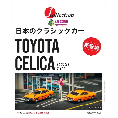 Tarmac Works J-Collection 64 - Toyota Celica 1600GT TA22 Orange (Possible Chase Car Supplied) - (PRE-ORDER)
