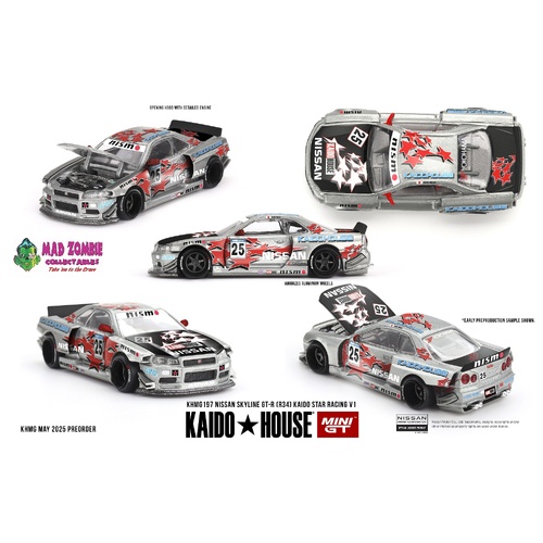 MINI GT x KAIDO HOUSE 1/64 - Nissan Skyline GT-R (R34) Kaido Star Racing V1 - PRE-ORDER