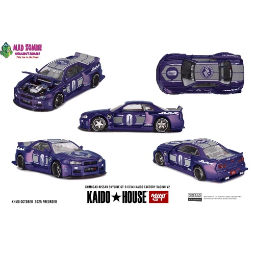 MINI GT x KAIDO HOUSE 1/64 - Nissan Skyline GT-R (R34) KAIDO RACING FACTORY V2 - PRE-ORDER