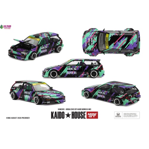 MINI GT x KAIDO HOUSE 1/64 - Honda Civic (EF) Kaido Works HKS (Factory Sealed with chance of a Chase) - PRE-ORDER
