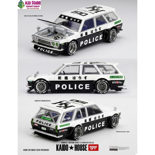 MINI GT x KAIDO HOUSE 1/64 - Datsun KAIDO 510 Wagon Police (Factory Sealed with chance of a Chase) - PRE-ORDER
