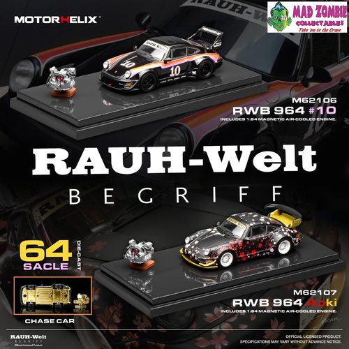 Motorhelix 1/64 - RWB964 Black 10# Livery or RWB964 Sakura Aoki Livery (Different Options Available) - (PRE-ORDER)