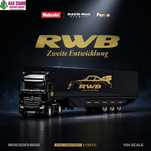 Modern Art 1/64 Scale - Mercedes Wingspan Dropside Semi-trailer Transporter RWB  - (PRE-ORDER)