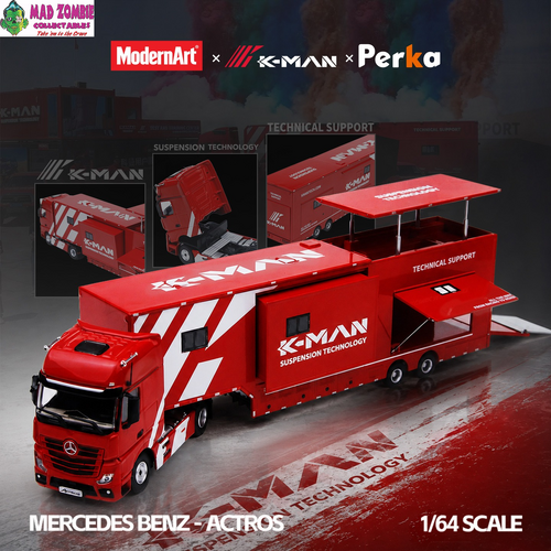 Modern Art & K-MAN & Perka Collaboration 1/64 Scale - Mercedes-Benz Actros K-man Suspension Technology Racing Service Vehicle -  (PRE-ORDER)