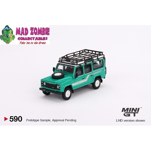Mini GT 1/64 - Land Rover Defender 110 1985 County Station Wagon Trident Green