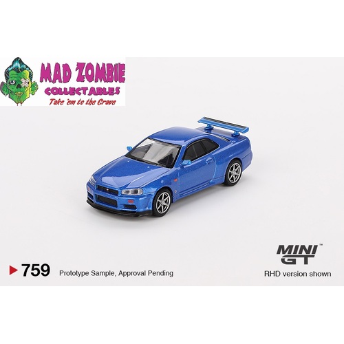 Mini GT 1/64 - Nissan Skyline GT-R (R34)  V-Spec Bayside Blue