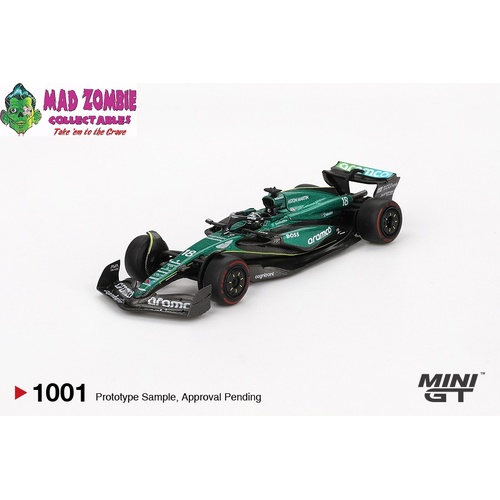 Mini GT 1/64 - Aston Martin AMR24 - #18 Lance Stroll - 2024 F1 2024 Bahrain GP - (PRE-ORDER)