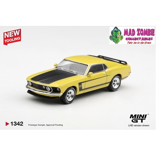 MINI GT 1/64 - Ford Mustang Boss 302 1969 Bright Yellow – NEW TOOLING - PRE-ORDER