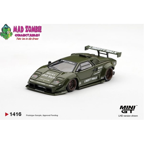 Mini GT 1/64 - Lamborghini Countach LB-WORKS Army Green - (PRE-ORDER)
