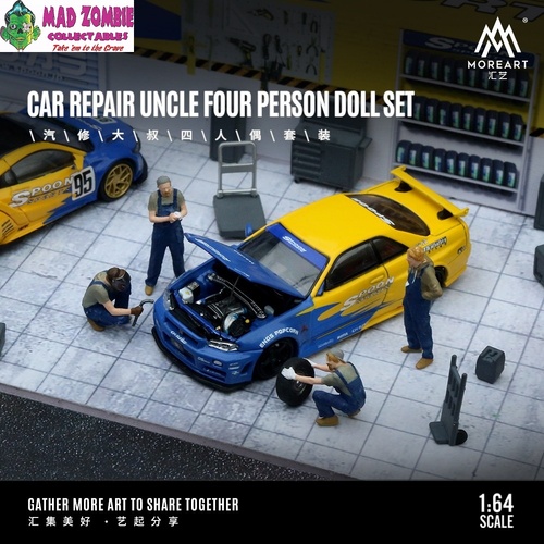 MoreArt 1/64 Scale - Auto Repair Four Figure Doll Set (Resin Model) - (PRE-ORDER)