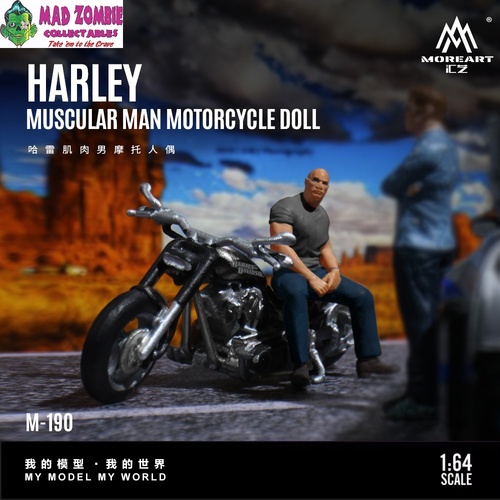 MoreArt 1/64 Scale - Harley-Davidson and Muscle Guy Motorcycle Figure (Resin Model) - (PRE-ORDER)