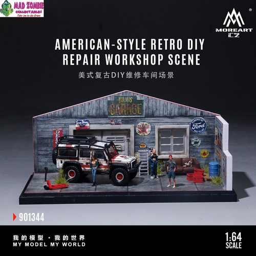 MoreArt 1/64 Scale - American Retro DIY Repair Workshop Scene - (PRE-ORDER)
