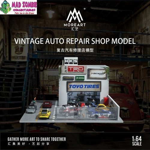 MoreArt 1/64 Scale - Retro Car Repair Shop (Lighted) - (PRE-ORDER)