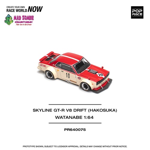 Pop Race 1/64 Scale - SKYLINE GT-R V8 DRIFT (HAKOSUKA) WATANABE - PRE-ORDER