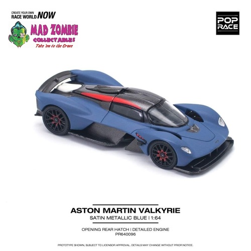 Pop Race 1/64 Scale - ASTON MARTIN VALKYRIE SATIN MARINA BLUE