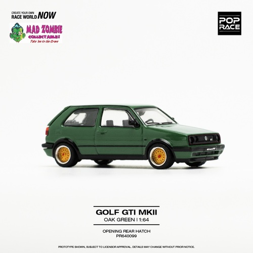 Pop Race 1/64 Scale - VOLKSWAGEN GOLF GTI MKII OAK GREEN
