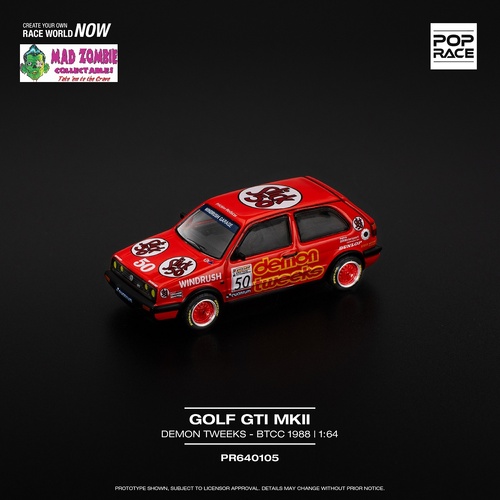 Pop Race 1/64 Scale - GOLF GTI MkII - TEAM DEMON TWEEKS BTCC 1988 - PRE-ORDER