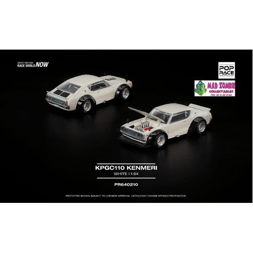 Pop Race 1/64 - KPGC110 KENMERI WHITE - PRE-ORDER