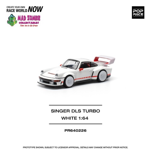Pop Race 1/64 Scale - SINGER DLS TURBO (TRACK) WHITE - PRE-ORDER
