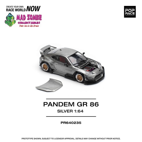 Pop Race 1/64 Scale - PANDEM GR86 SILVER - PRE-ORDER