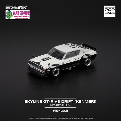 Pop Race 1/64 Scale - SKYLINE GT-R V8 DRIFT (KENMERI) - NPA STYLE - PRE-ORDER