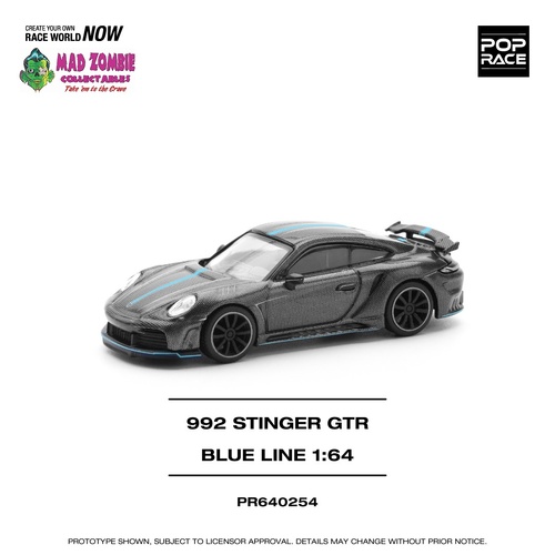 Pop Race 1/64 Scale - 992 STINGER GTR CARBON EDITION (BLUE LINE) - PRE-ORDER