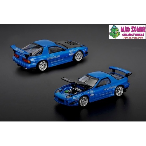Pop Race 1/64 Scale - MAZDA RX7 (FC3S) RE-AMEMIYA - RE-AMEMIYA BLUE (NEW TOOLING) - PRE-ORDER