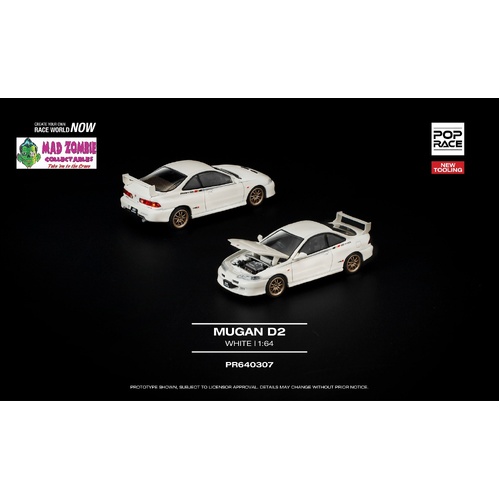 Pop Race 1/64 - MUGEN DC2 WHITE NEW TOOLING - PRE-ORDER