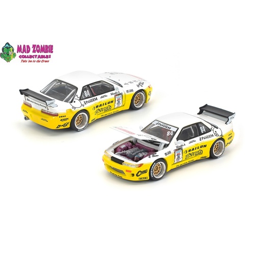Pop Race 1/64 - PANDEM SILVIA S13 2020 D1 LIGHTS YELLOW/WHITE - PRE-ORDER