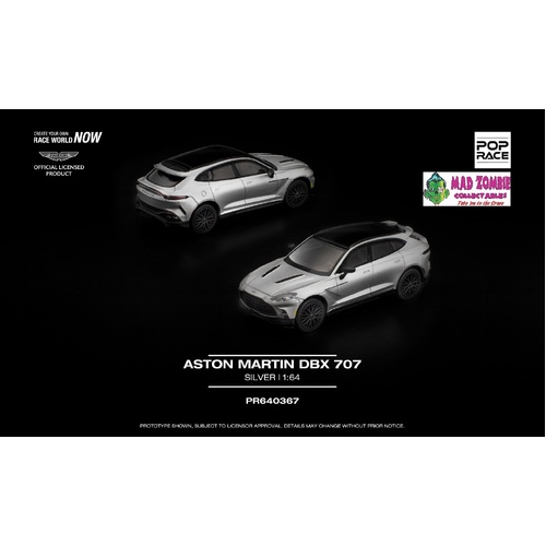 Pop Race 1/64 - ASTON MARTIN DBX 707 SILVER - PRE-ORDER