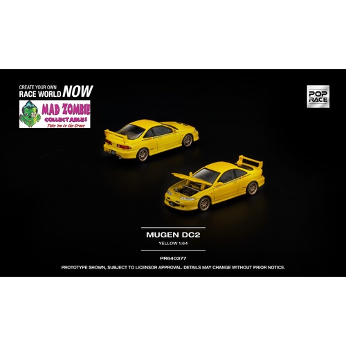 Pop Race 1/64 - MUGEN DC2 YELLOW - PRE-ORDER