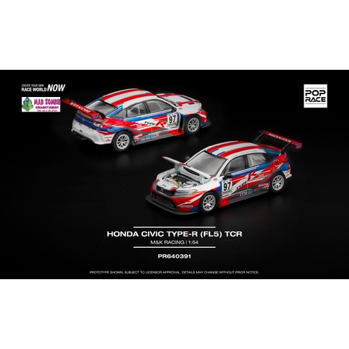 Pop Race 1/64 - HONDA CIVIC TYPE-R (FL5) TCR - M&K RACING -  PRE-ORDER