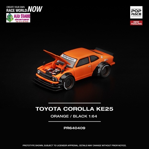 Pop Race 1/64 - TOYOTA COROLLA KE25 ORANGE -  PRE-ORDER