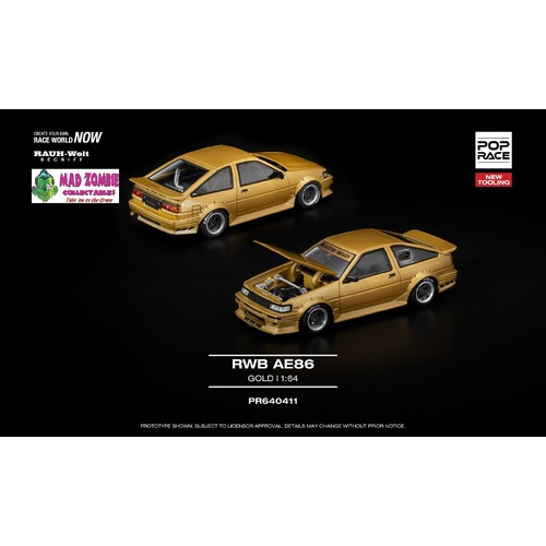 Pop Race 1/64 - RWB AE86 GOLD NEW TOOLING -  PRE-ORDER