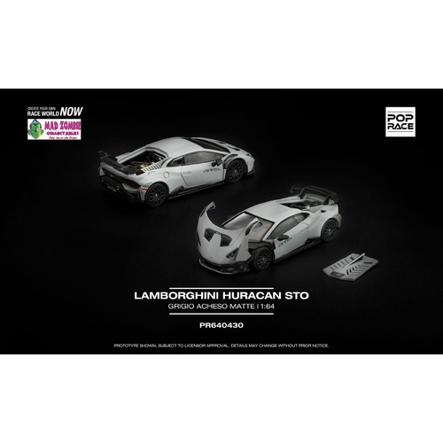 Pop Race 1/64 - Lamborghini Hurracan STO Grigio Achesco Matte - PRE-ORDER