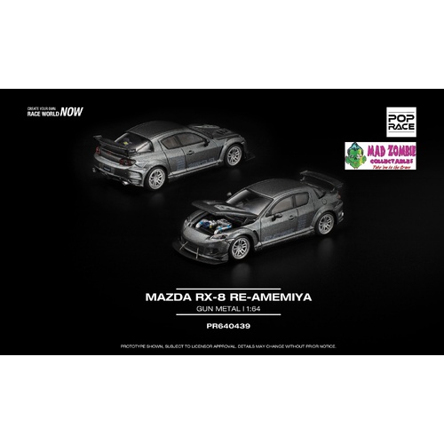 Pop Race 1/64 - Mazda RX-8 Amemiya Gun Metal -  PRE-ORDER