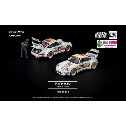 Pop Race 1/64 - RWB 930 APPLE WITH FIGURE - PRE-ORDER
