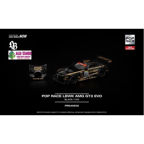 Pop Race 1/64 - POP RACE LBWK AMG GT3 EVO BLACK NEW TOOLING - PRE-ORDER