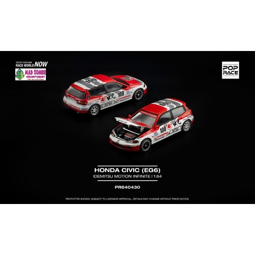 Pop Race 1/64 - Honda Civic (EG6) Idemitsu Motion Infinite - PRE-ORDER