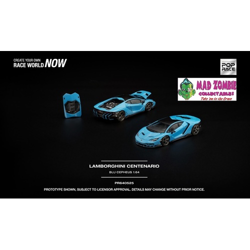 Pop Race 1/64 - LAMBORGHINI CENTENARIO BLU CEPHEUS - PRE-ORDER