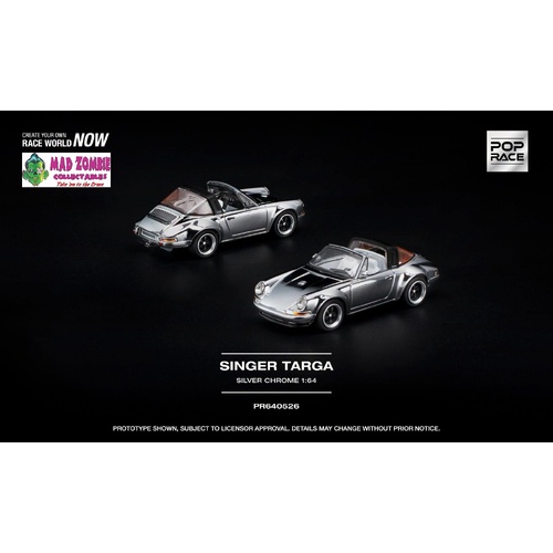 Pop Race 1/64 - SINGER TARGA SILVER CHROME - PRE-ORDER