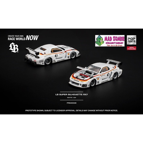 Pop Race 1/64 -  LB SUPER SILHOUETTE RX7 (FD3S) WHITE (NEW TOOLING) -  PRE-ORDER