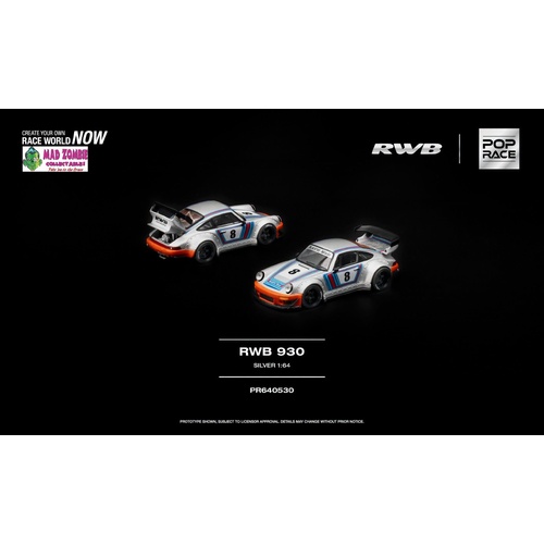 Pop Race 1/64 - RWB 930 SILVER - PRE-ORDER